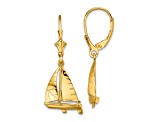 14k Yellow Gold 3D Sailboat Dangle Earrings