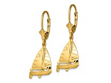 14k Yellow Gold 3D Sailboat Dangle Earrings
