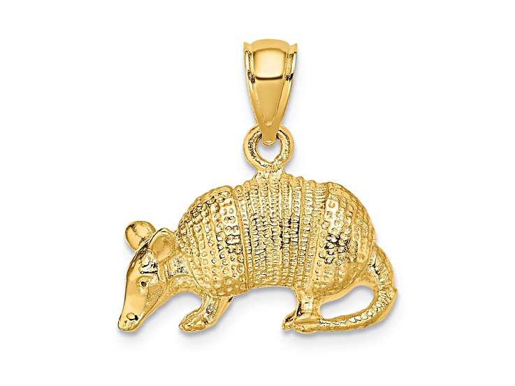 14k Yellow Gold Textured 3D Armadillo Charm