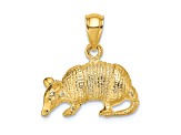 14k Yellow Gold Textured 3D Armadillo Charm