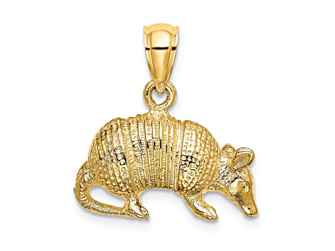 14k Yellow Gold Textured 3D Armadillo Charm