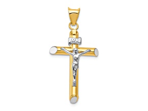 14k Two-tone Gold  INRI Crucifix Pendant