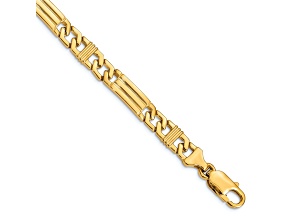 14k Yellow Gold 7mm Hand-polished Fancy Link Bracelet