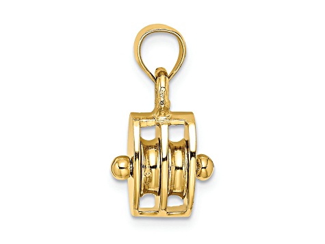 14k Yellow Gold 3D Polished Moveable Pulley pendant