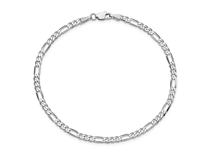 14K White Gold 3.0mm Flat Figaro Chain Bracelet