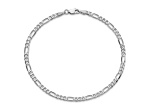 14K White Gold 3.0mm Flat Figaro Chain Bracelet