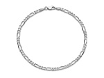 14K White Gold 3mm Flat Figaro Chain Bracelet
