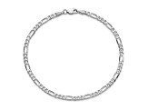 14K White Gold 3mm Flat Figaro Chain Bracelet