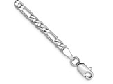 14K White Gold 3mm Flat Figaro Chain Bracelet