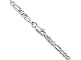 14K White Gold 3mm Flat Figaro Chain Bracelet