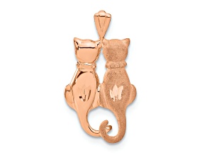 14K Rose Gold Polished and Textured Sitting Cats Pendant