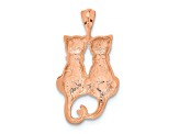 14K Rose Gold Polished and Textured Sitting Cats Pendant