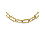 14K Yellow Gold Polished Textured Oval Link Necklace