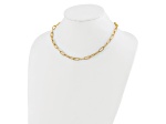 14K Yellow Gold Polished Textured Oval Link Necklace