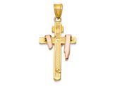 14K Yellow, White and Rose Gold Diamond-cut Small Draped INRI Crucifix Pendant