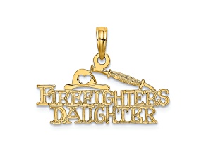 14k Yellow Gold Textured Firefighter's Daughter Charm