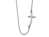 Rhodium Over 14K White Gold Large Sideways Curved Cross Necklace