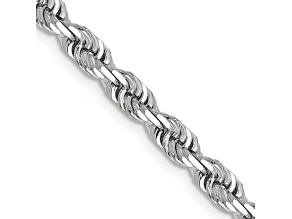 Rhodium Over 14k White Gold 4mm Solid Diamond-Cut Quadruple Rope 20 Inch Chain