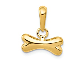 14k Yellow Gold 3D Dog Bone Pendant