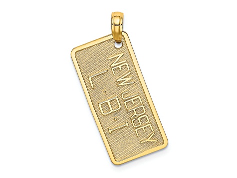 14k Yellow Gold Textured NEW JERSEY-LBI (Long Beach Island) License Plate Charm