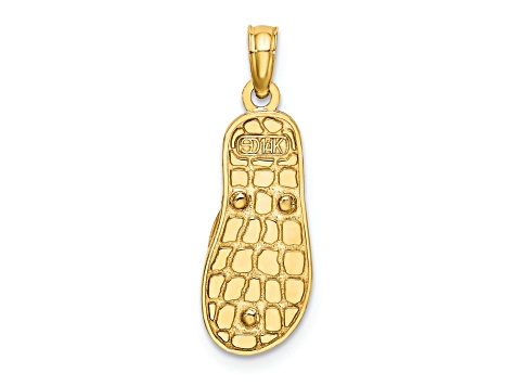 14k Yellow Gold Enamel Anchor On Blue Polka-Dot Flip-Flop Pendant