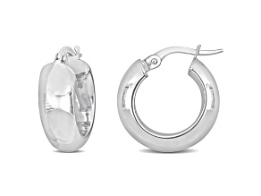 18mm Huggie Hoop Earrings in 10k White Gold