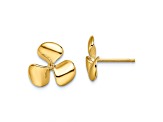 14k Yellow Gold 11.95mm Polished Three Blade Propeller with Center Bead Stud Earrings