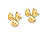 14k Yellow Gold 11.95mm Polished Three Blade Propeller with Center Bead Stud Earrings