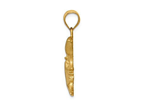 14k Yellow Gold Satin and Diamond-Cut Moon Pendant