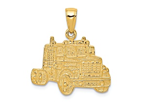 14k Yellow Gold Textured Truck Cab Pendant