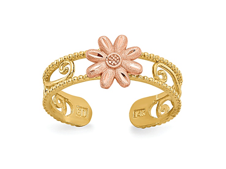 14K Two-tone Flower Toe Ring