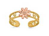 14K Two-tone Flower Toe Ring