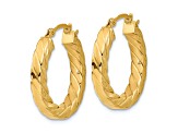 14K Yellow Gold 7/8" Polished Twisted Hoop Earrings