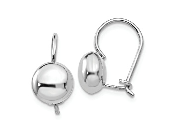 Picture of Rhodium Over 14k White Gold Polished Button Drop Earrings