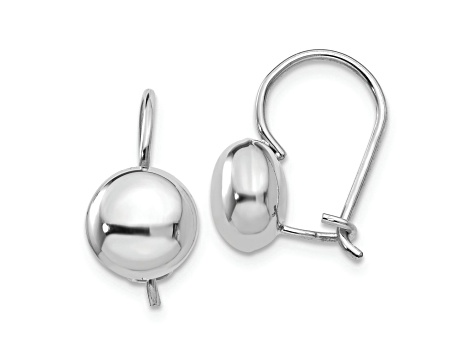 Rhodium Over 14k White Gold Polished Button Drop Earrings