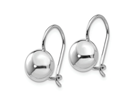 Rhodium Over 14k White Gold Polished Button Drop Earrings