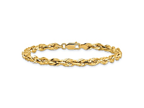 14k Yellow Gold 4.25mm Rope Link Bracelet, 7 Inches