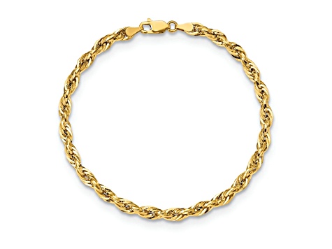 14k Yellow Gold 4.25mm Rope Link Bracelet, 7 Inches