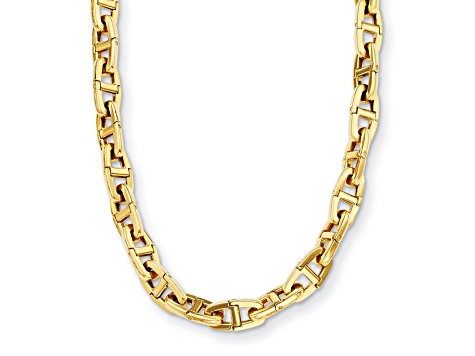 14K Yellow Gold Solid Anchor Link 24-inch Necklace