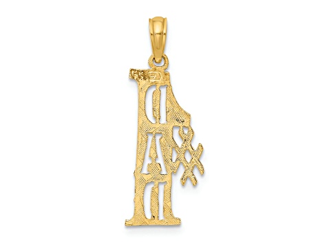 14k Yellow Gold Textured #1 Dad Cut-Out Vertical pendant