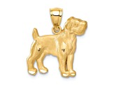 14k Yellow Gold Diamond-Cut and Brushed Boxer Dog Pendant