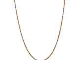 14k Yellow Gold, 14k White Gold and 14k Rose Gold 2.9mm Solid Diamond-Cut Rope 16 Inch Chain