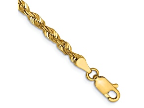 14k Yellow Gold 4mm Diamond-Cut Rope Link Bracelet
