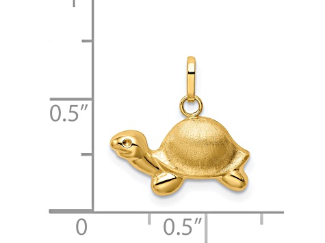 14K Yellow Gold Satin and Polished Turtle Charm