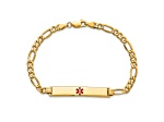 14k Yellow Gold Medical Red Enamel ID Bracelet