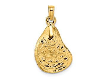 Picture of 14k Yellow Gold Textured and Polished Oyster Shell Charm
