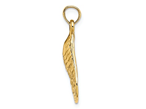 14k Yellow Gold Textured and Polished Oyster Shell Charm