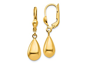 10k Yellow Gold Polished Fancy Teardrop Dangle Earrings