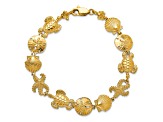 14k Yellow Gold Textured Sea Life Theme Bracelet