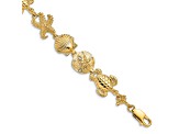 14k Yellow Gold Textured Sea Life Theme Bracelet